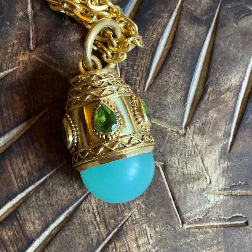 Julie Vos Gold-Plated Necklace withTurquoise Medicil Pendant - Picture 4 of 6